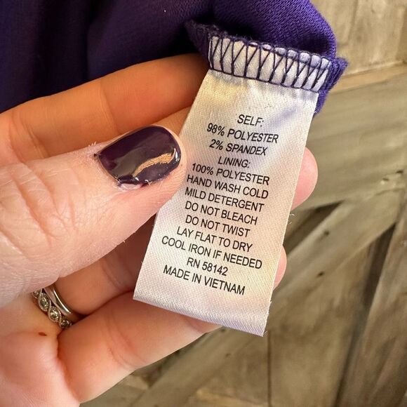 London Times Rose Neckline Purple Sheath Dress - Picture 5 of 8